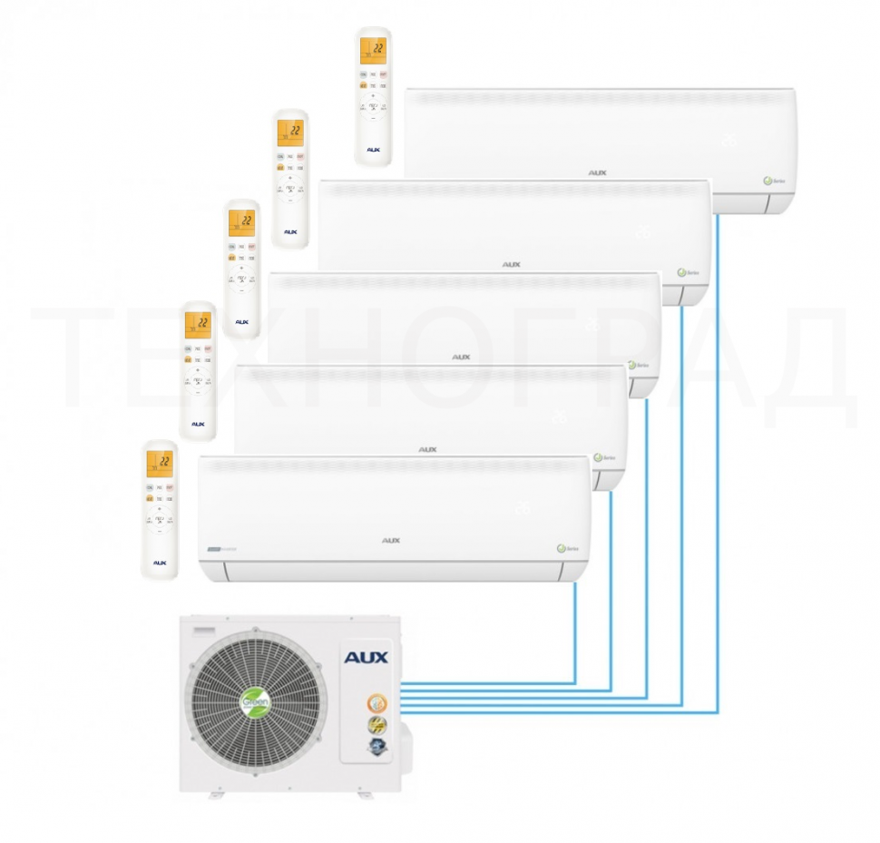 Мультисплит-система AUX AM5-H42 + AMWM-H07 х 1шт + AMWM-H09 х 3шт + AMWM-H12 х 1шт